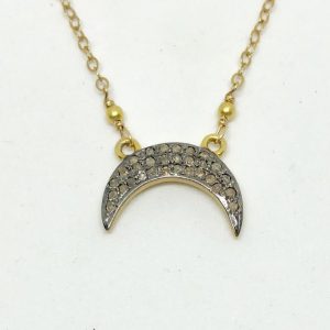 Dainty Diamond Crescent Necklace