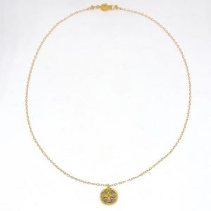 Dainty round Pave Cross Necklace