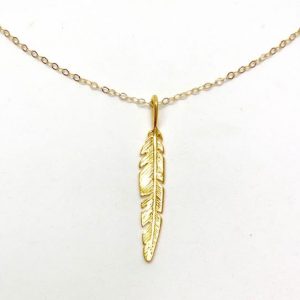 Dainty Long Feather Necklace