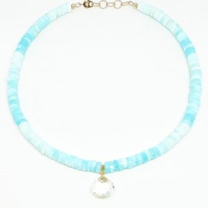 Blue Opal & Quartz Crystal Necklace