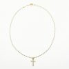 Gold Filled Chain with Gold Filled Textured Cross & Crystal Pendant 18 Inches in Length