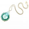 2mm Gold Filled Rope Chain with Aqua Chalcedony Quartz & Green Stalactite Pendant 18 Inches in Length